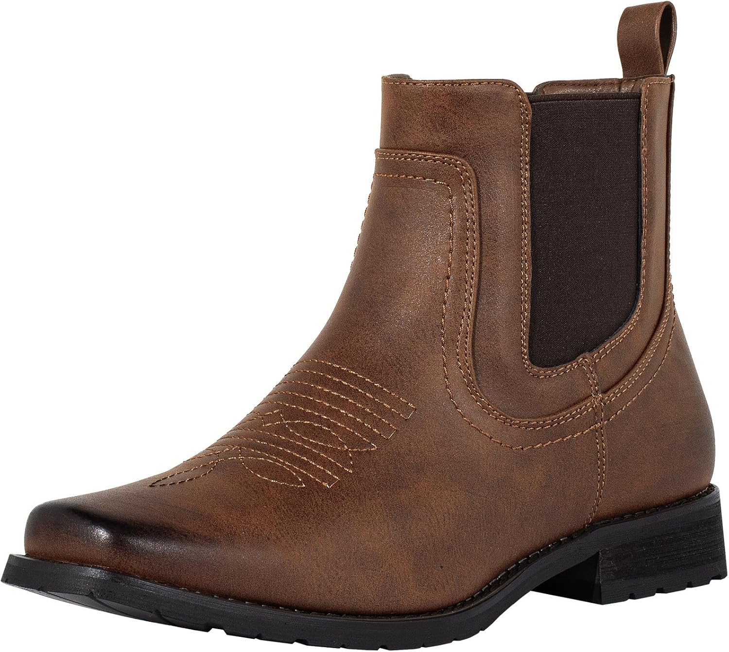 

Мужские ковбойские сапоги J's.o.l.e Chelsea с квадратным носком, стиль вестерн, классические повседневные ботинки до щиколотки J’S.O.L.E, коричневый