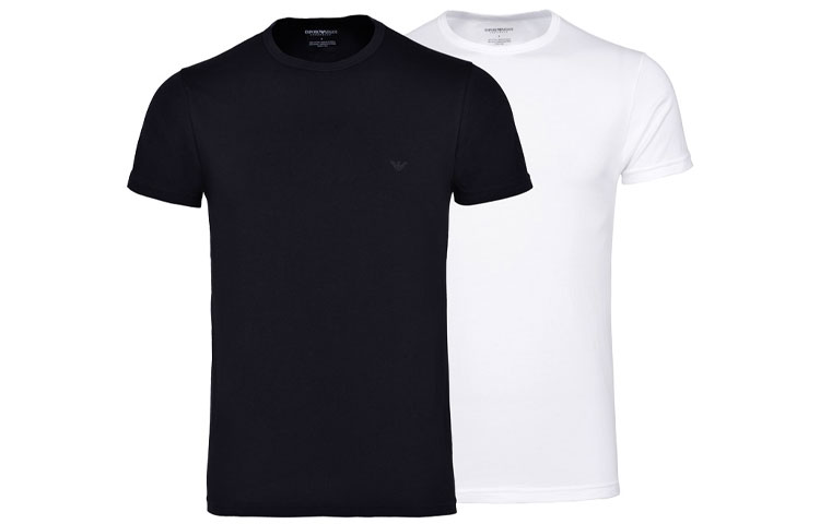 

Две упаковки футболок из чистого хлопка Regular fit EMPORIO ARMANI, черно-белый