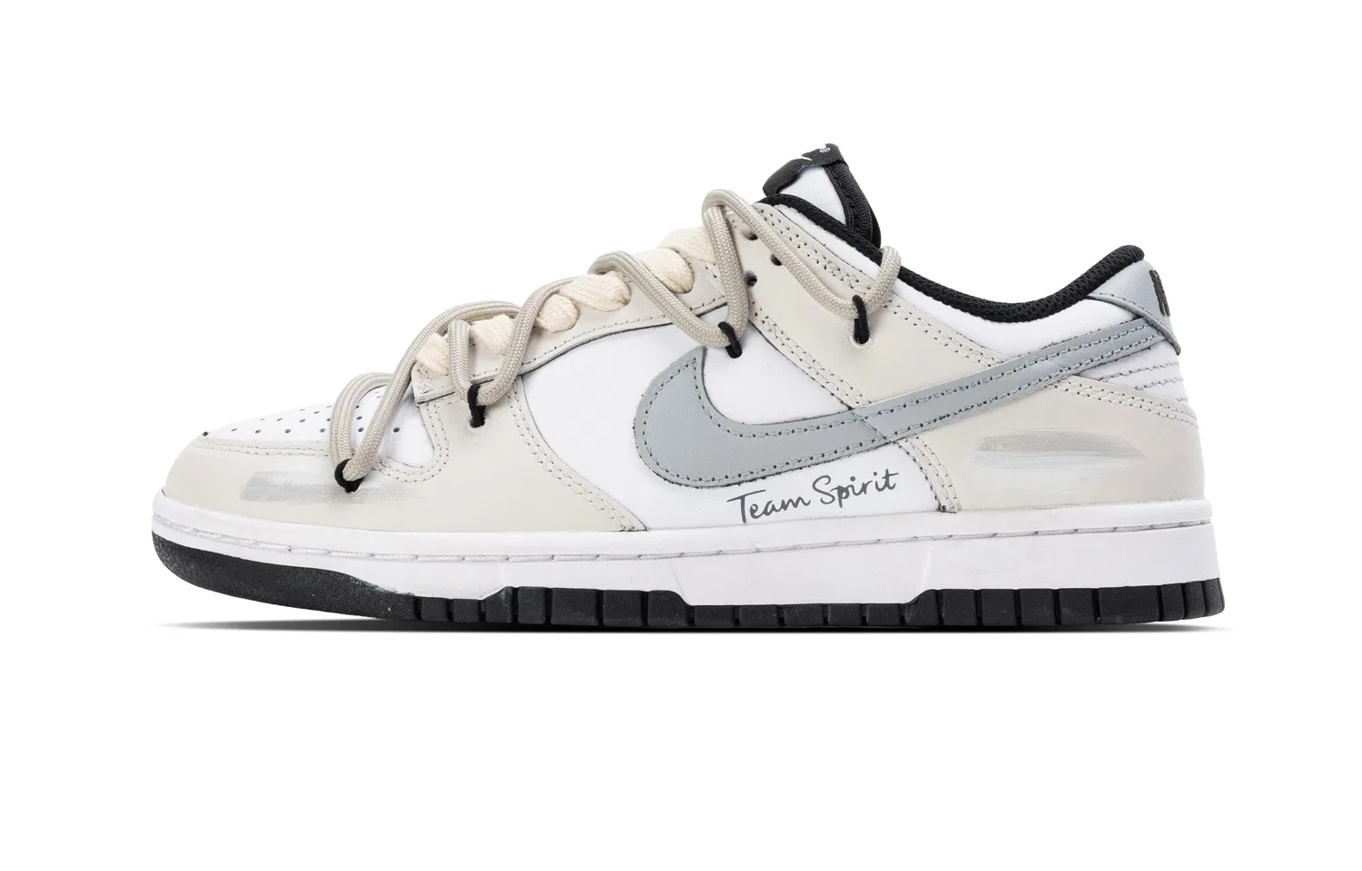 Кроссовки для скейтбординга Nike Dunk Low Leather White Gray Детские — фото 3