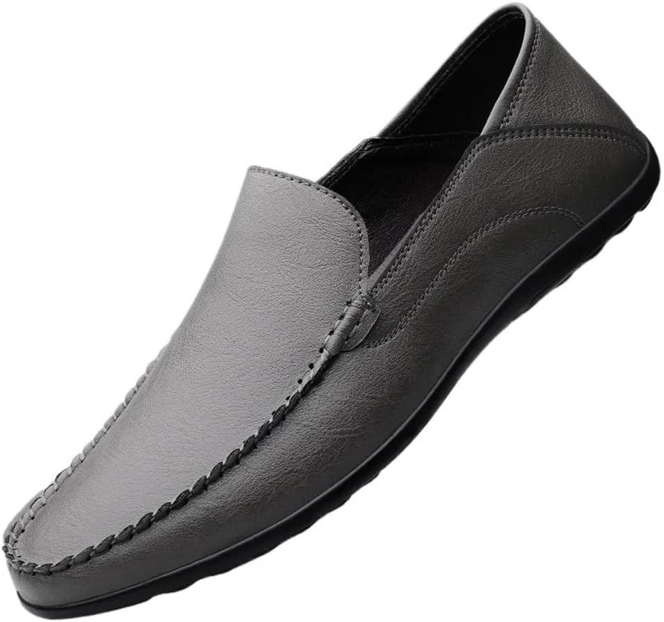 Лоферы кожаные Mens Genuine Leather, серый DHFIRUFSHLO