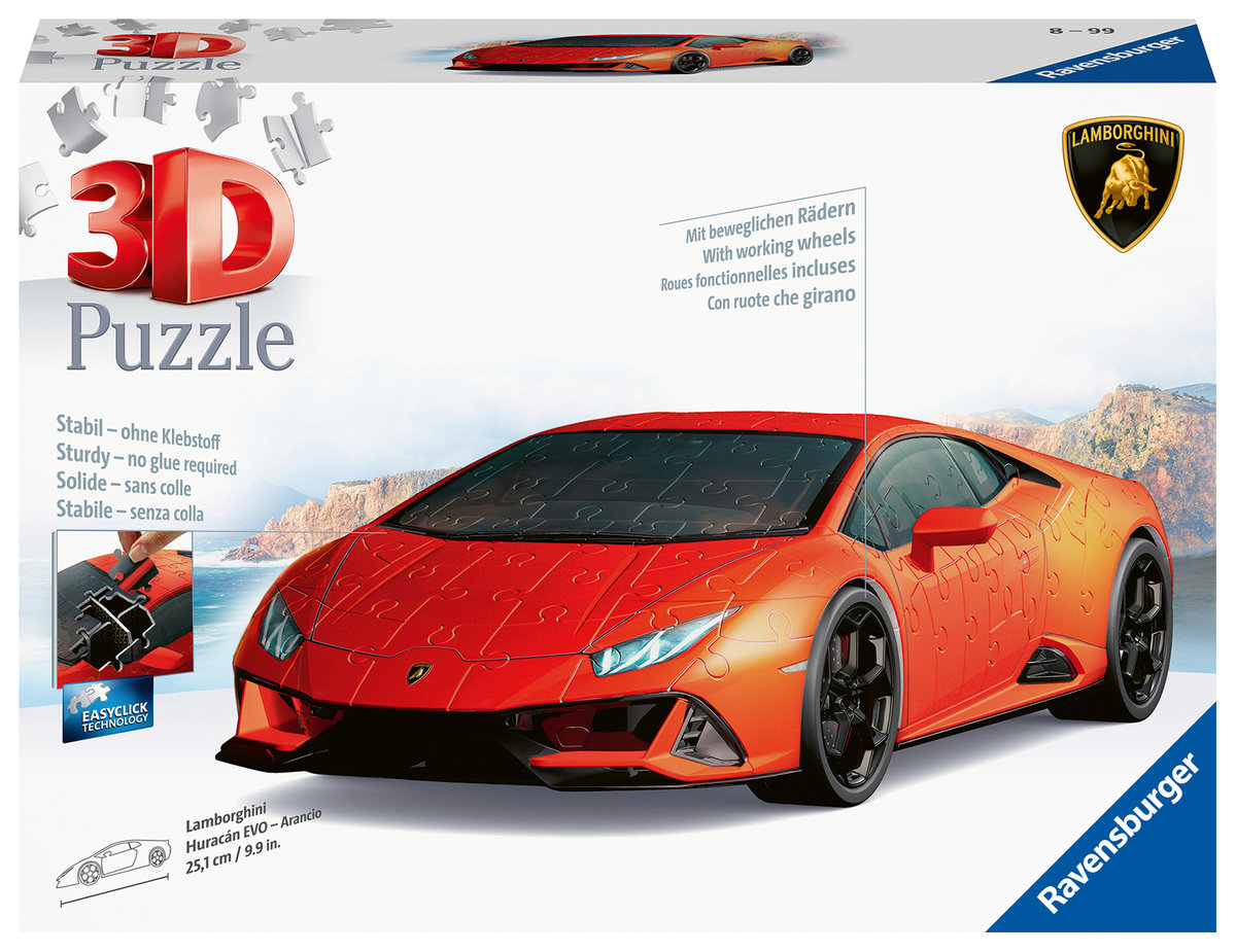 

Ravensburger, 3D пазл Автомобили Lamborghini Huracán Evo arancio, 156 шт.