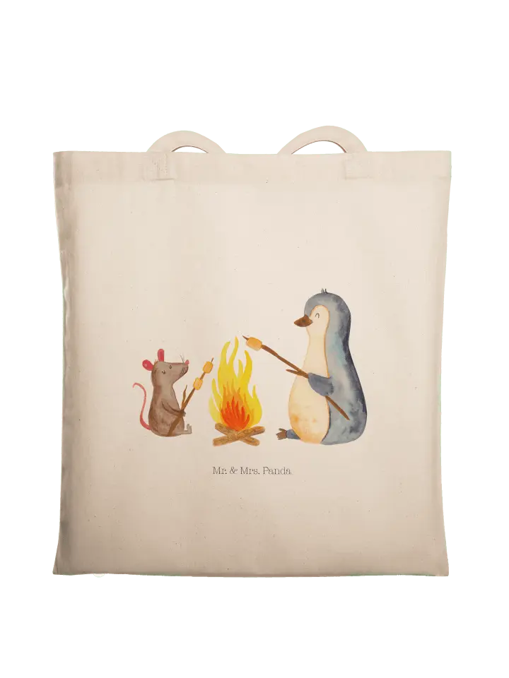 

Сумка для переноски Mr & Mrs Panda Pinguin Lagerfeuer ohne Spruch, кремовый
