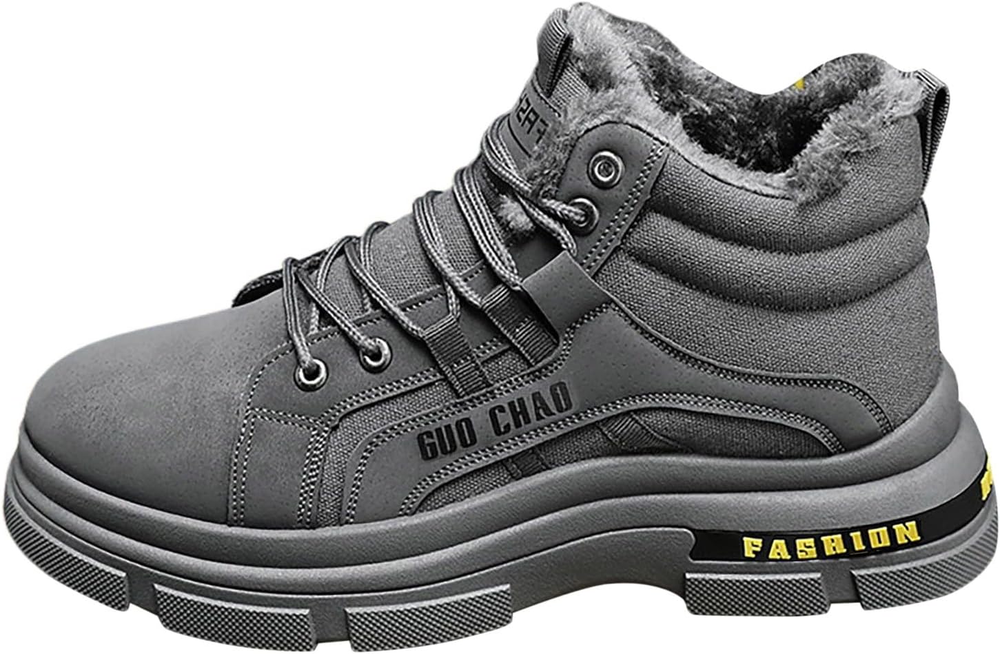 

Мужские зимние ботинки с меховой подкладкой, водонепроницаемые, теплые, шнуровка, противоскользящие, на низком ходу, легкие спортивные походные ботинки Generic, серый