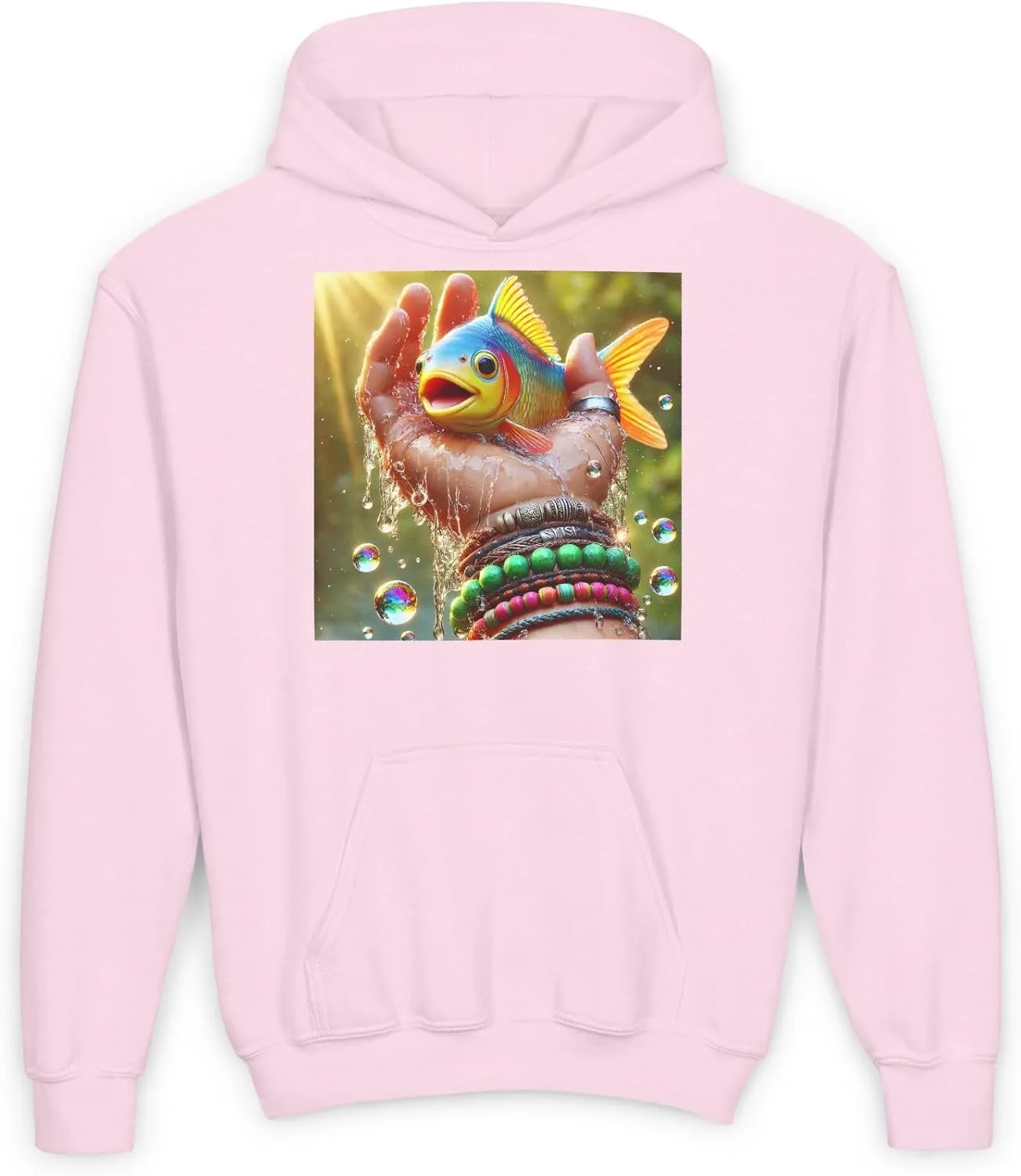 Толстовка с капюшоном Youth Heavy Blend - Beautiful Fish GENERIC, светло-розовый