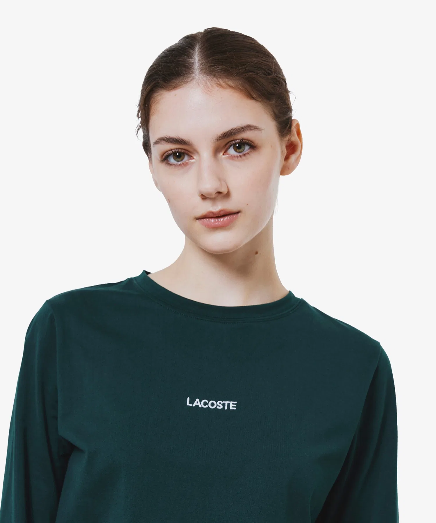 Футболка LACOSTE с вышивкой, тёмно-зелёная