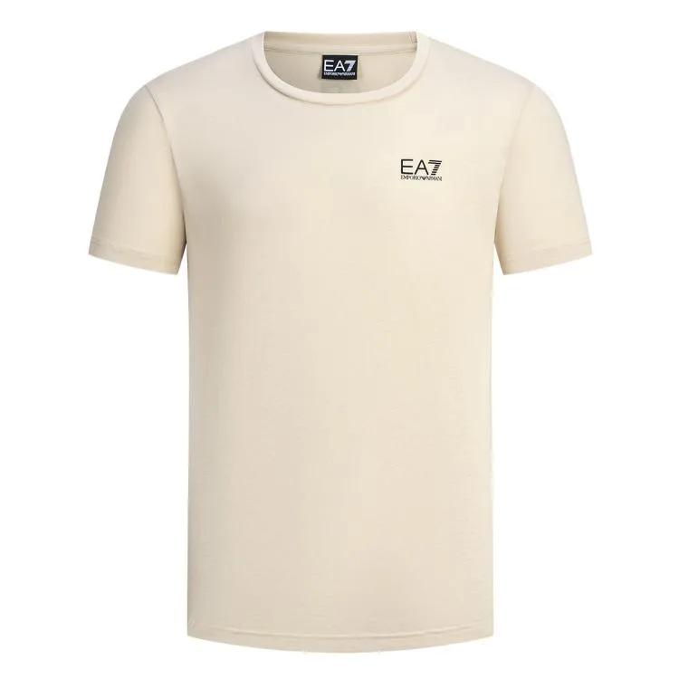 EMPORIO ARMANI Футболка Unisex Beige Yellow Crew Neck Moderate Straight Fit