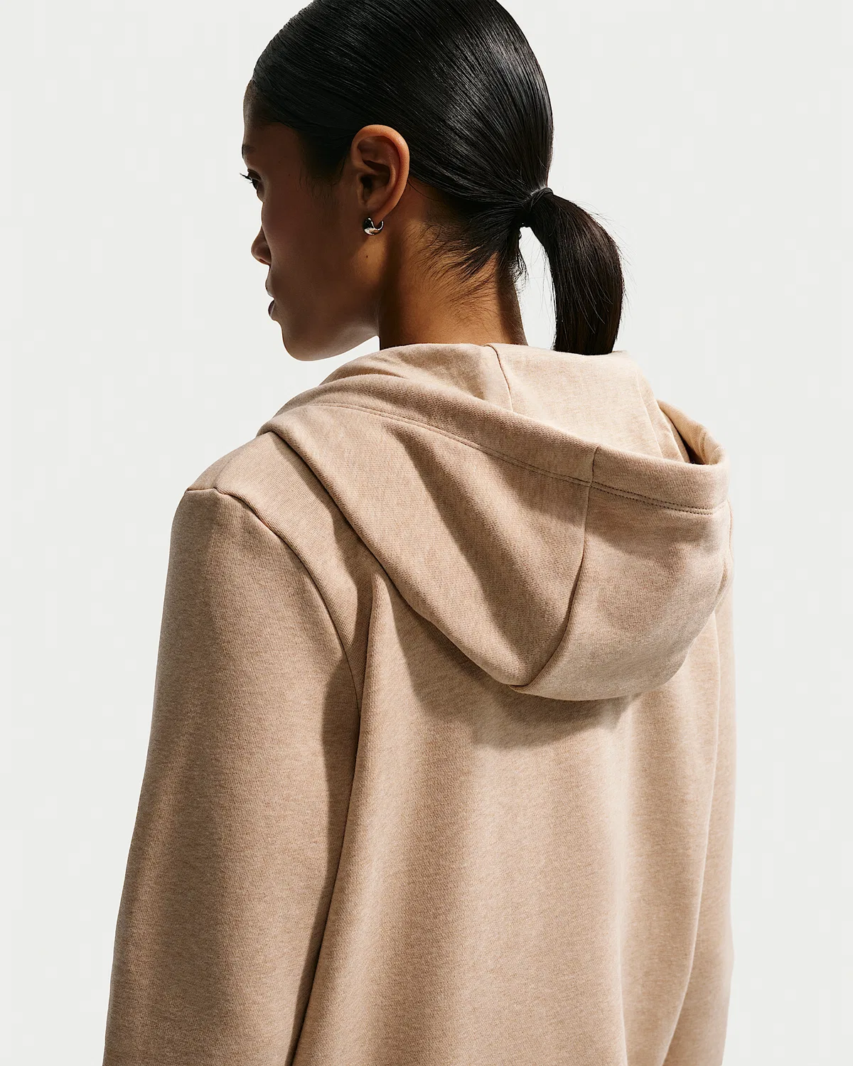 Женская флисовая худи Nike Sportswear Club Fleece на молнии, Linen/Heather/White — фото 2