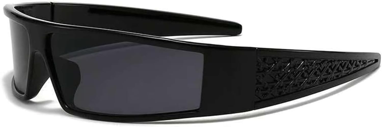 

Футуристические солнцезащитные очки в стиле Y2K с защитой от ультрафиолета UV400, обхватывающие голову, для мужчин и женщин, модные новые очки в квадратной оправе IMXPW, C1 Black/Black