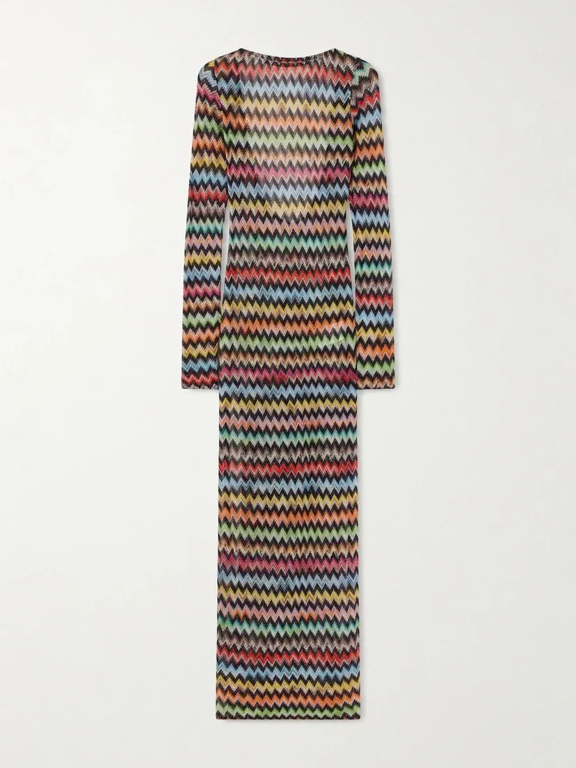 Полосатое металлическое вязаное крючком парео Missoni, мультицвет