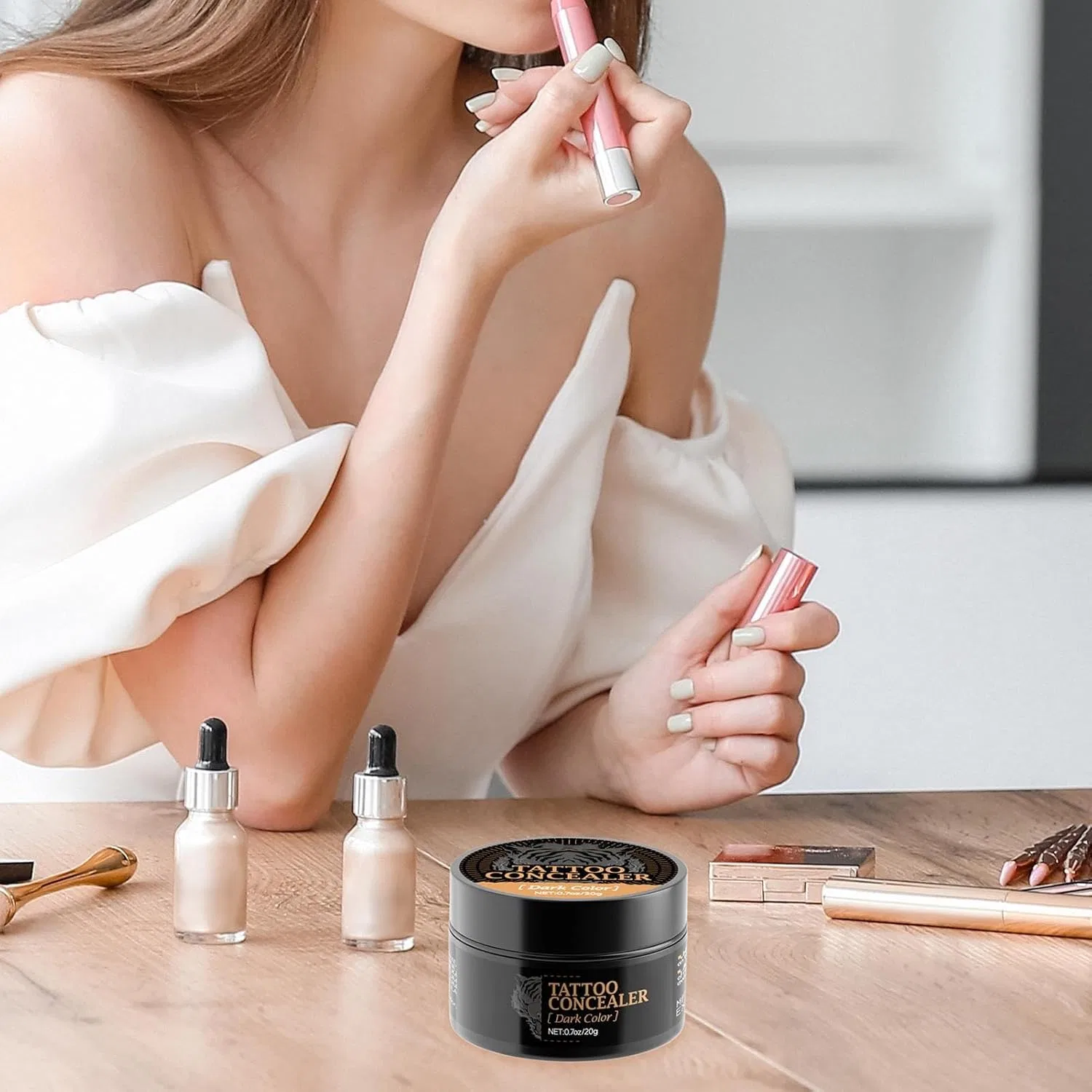 Корректор для лица и тела, водостойкий, высокое покрытие, бренд No brand, 20 г, темный — фото 3