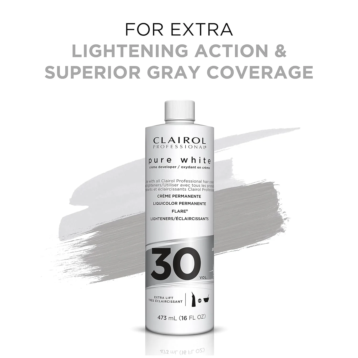 Осветляющий и закрашивающий седину блендер Clairol Professional Pure White 30 Volume 473 мл (2 шт.), White — фото 4