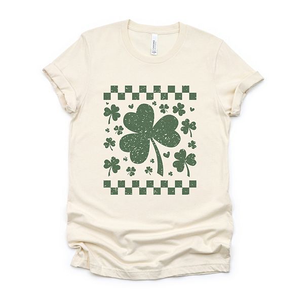 

Футболка с принтом Clovers checkered distressed Simply Sage Market, Cream