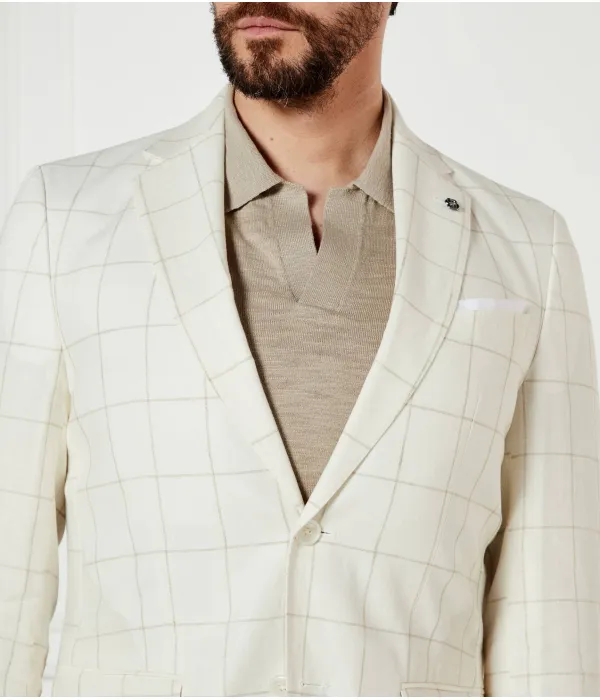 Элегантный льняной пиджак h-hutson-233 Slim fit Boss, бежевый — фото 4