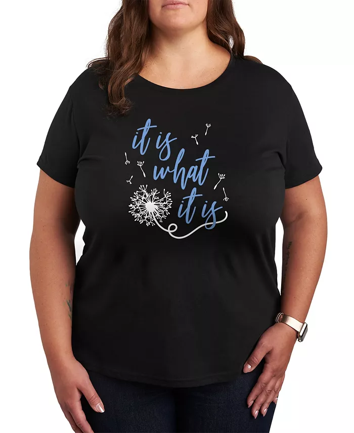 

Модная футболка с принтом "It Is What It Is" для полных женщин Hybrid Apparel, черный