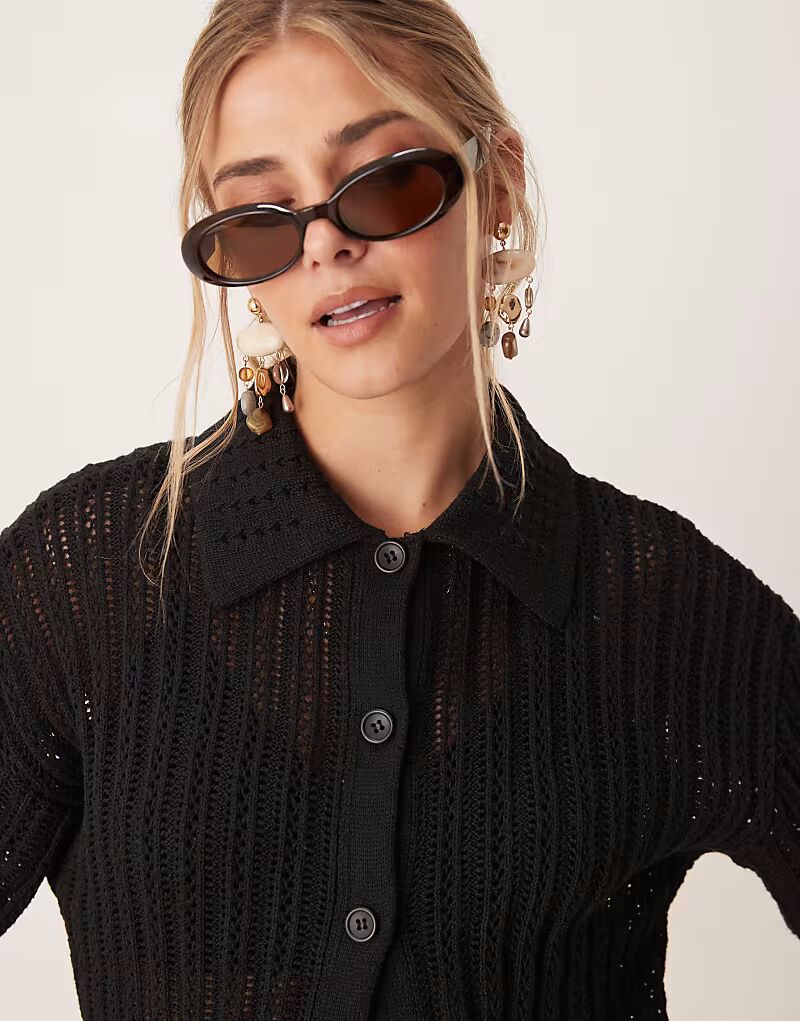 

Рубашка с ажурной строчкой ASOS DESIGN черного цвета