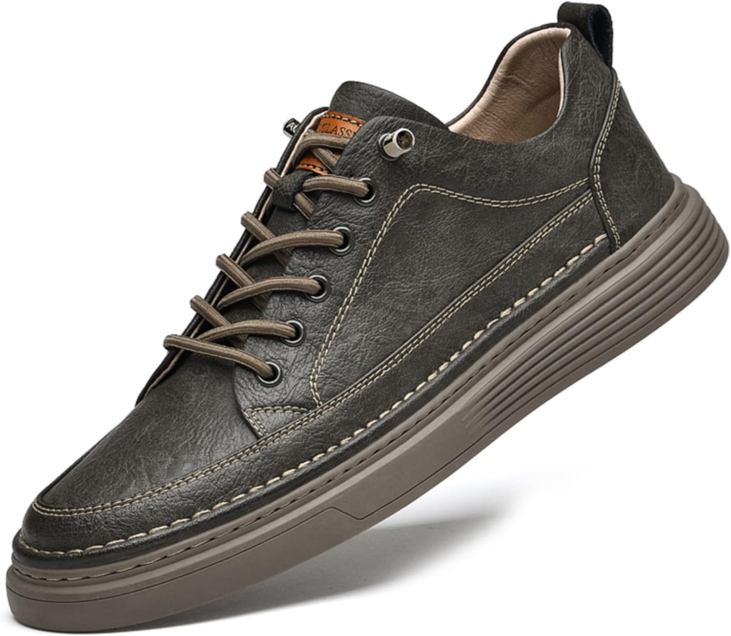 

Мужские кожаные кроссовки ручной работы, классические модные кроссовки для мужчин Abborora, серый