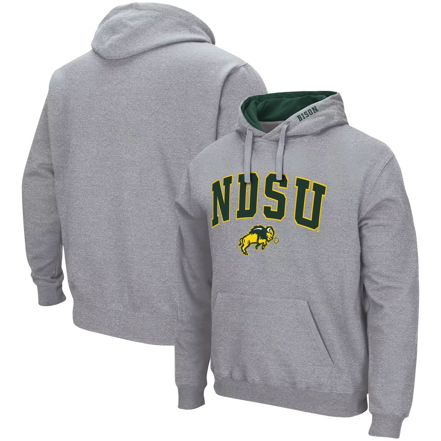 

Мужской серый пуловер с капюшоном NDSU Bison Arch и Logo Colosseum