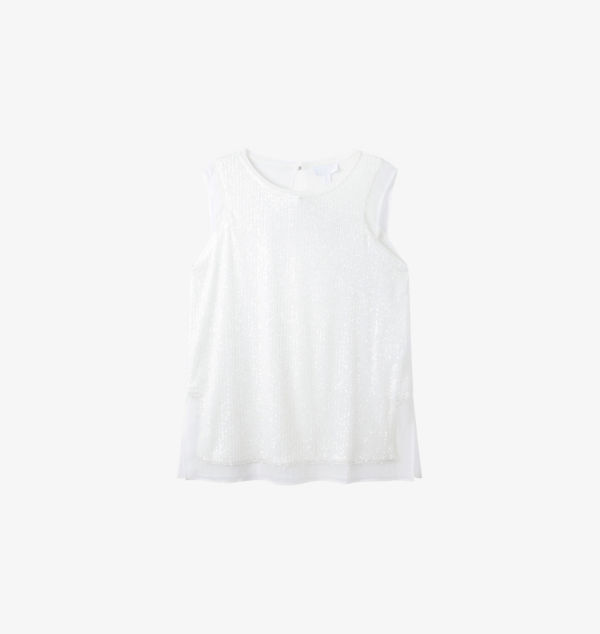 

Топ без рукавов из эластичной ткани, украшенный пайетками The White Company, белый