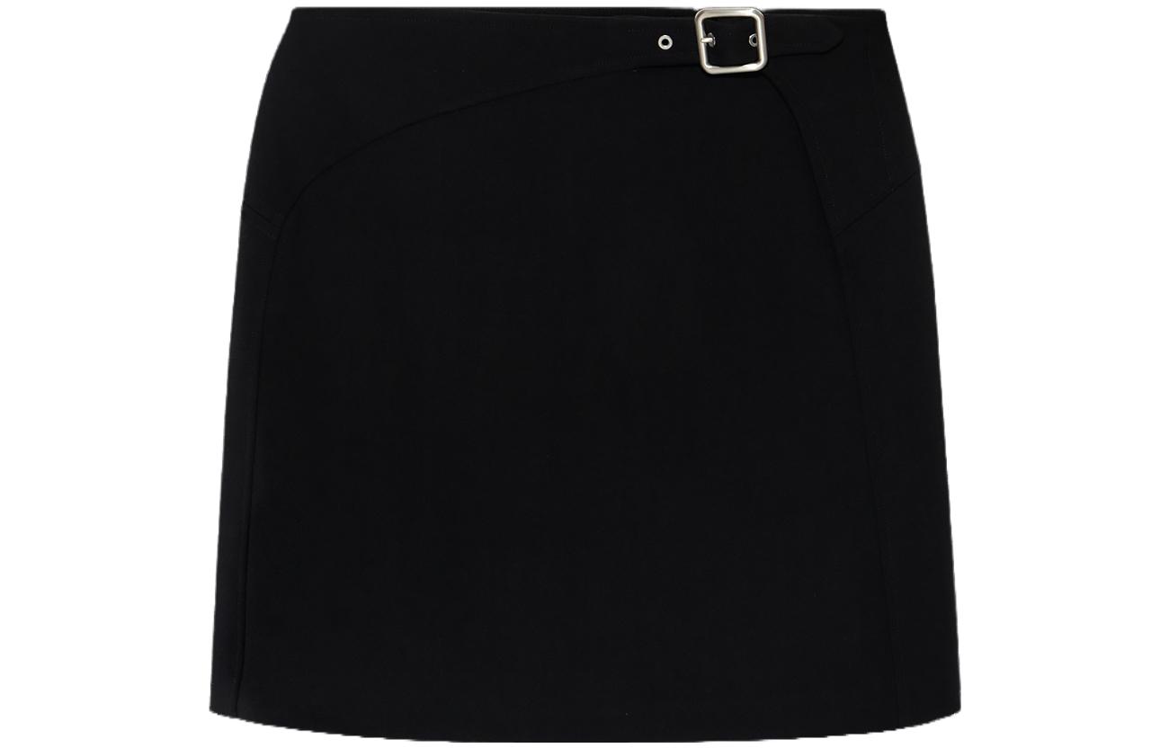 

Шерстяная миниюбка с поясом JIL SANDER, черный