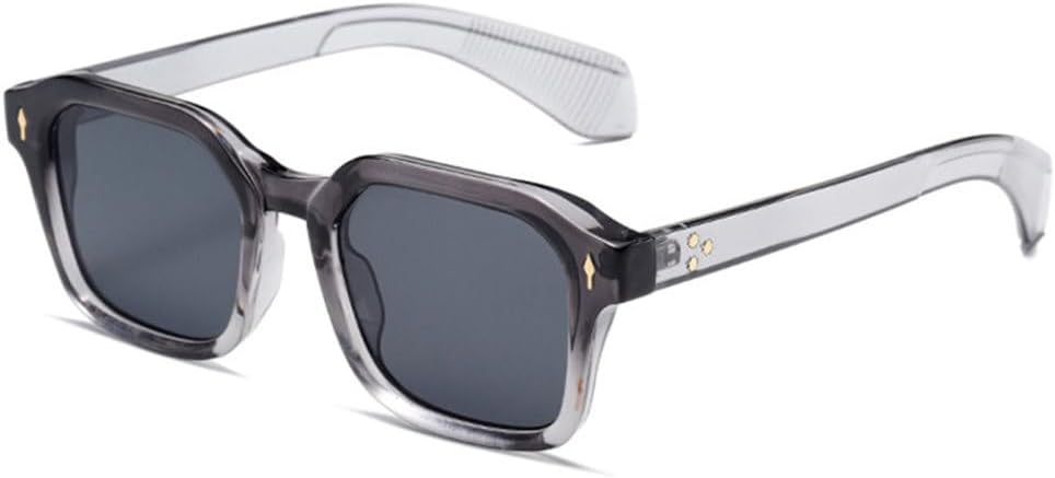 

Винтажные квадратные солнцезащитные очки с заклепками для женщин, градиентные линзы, защита от УФ-излучения UV400, мужские панк-очки коричневого цвета MTZJH, Grey Grey