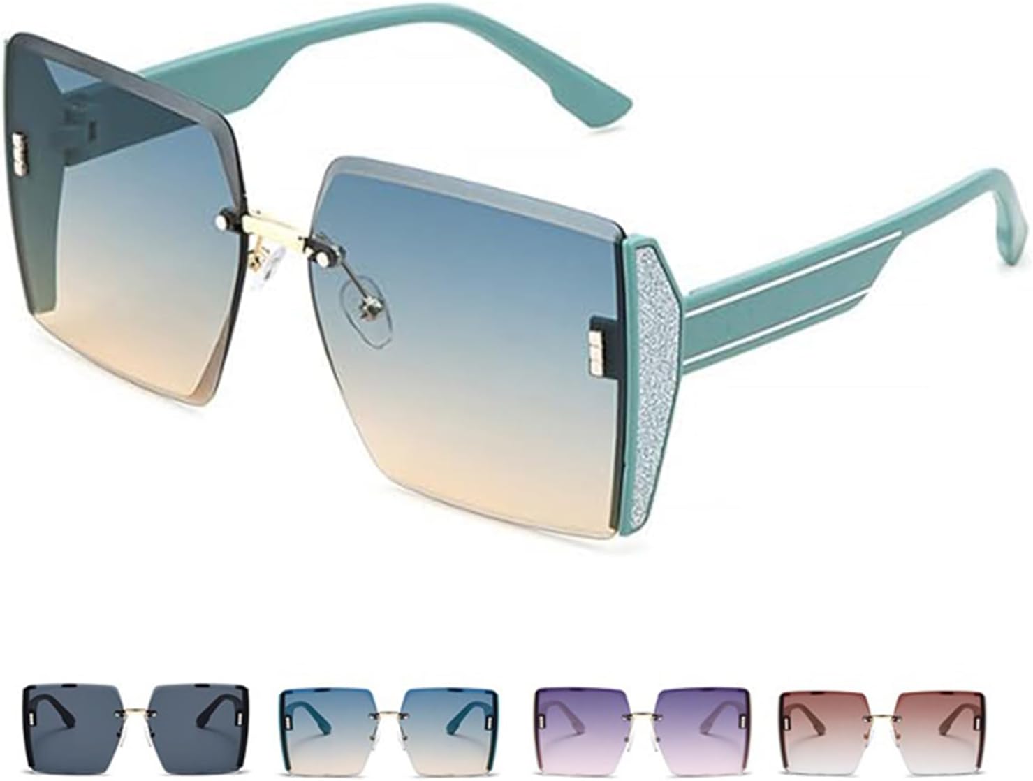 

Солнцезащитные очки для женщин, крупная оправа, квадратные солнцезащитные очки большого размера, солнцезащитные очки с градиентным переходом цвета (сине-бежевый) IMMUNOTRAX, Blue Tan