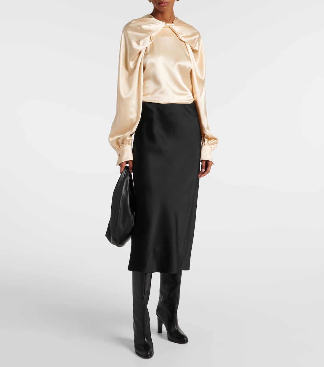 Блузка Elegante Key Torchon из шелкового атласа Max Mara, Champagne — фото 2