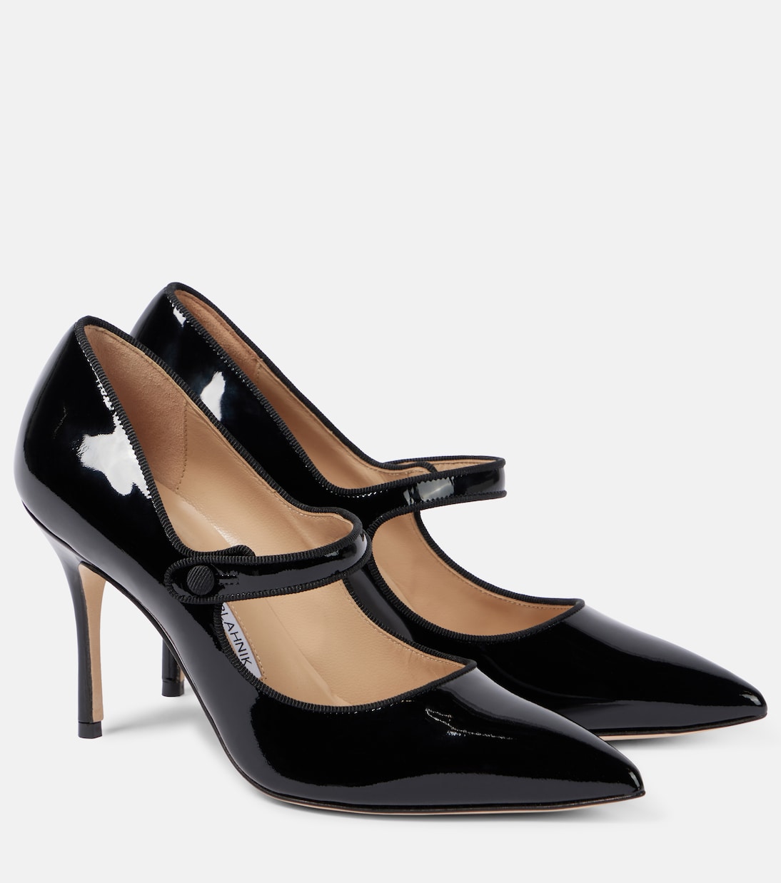 Туфли-лодочки Campari 90 из лаковой кожи Manolo Blahnik, 0015 Black