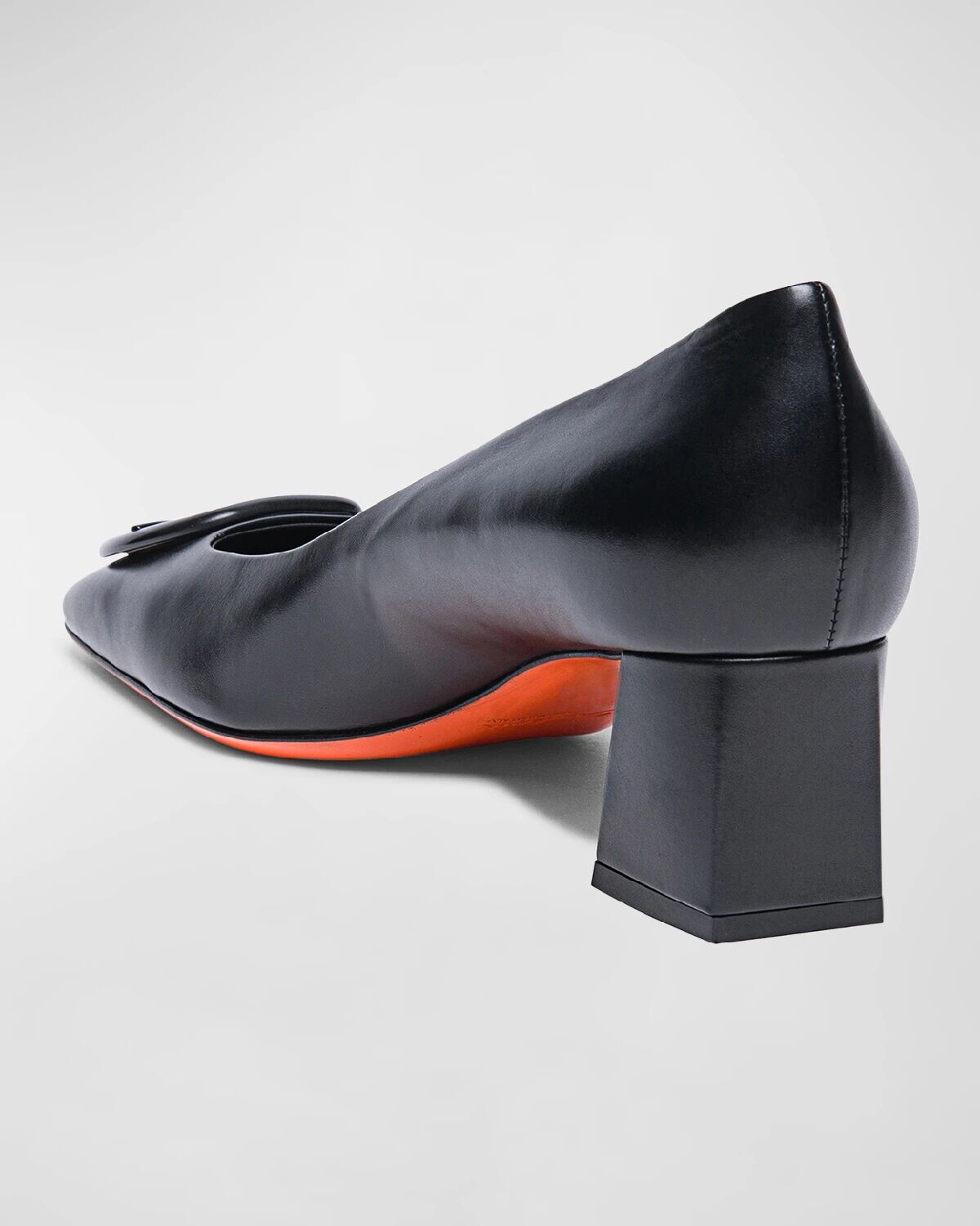 Туфли на каблуке с пряжкой из телячьей кожи Santoni, черный — фото 3