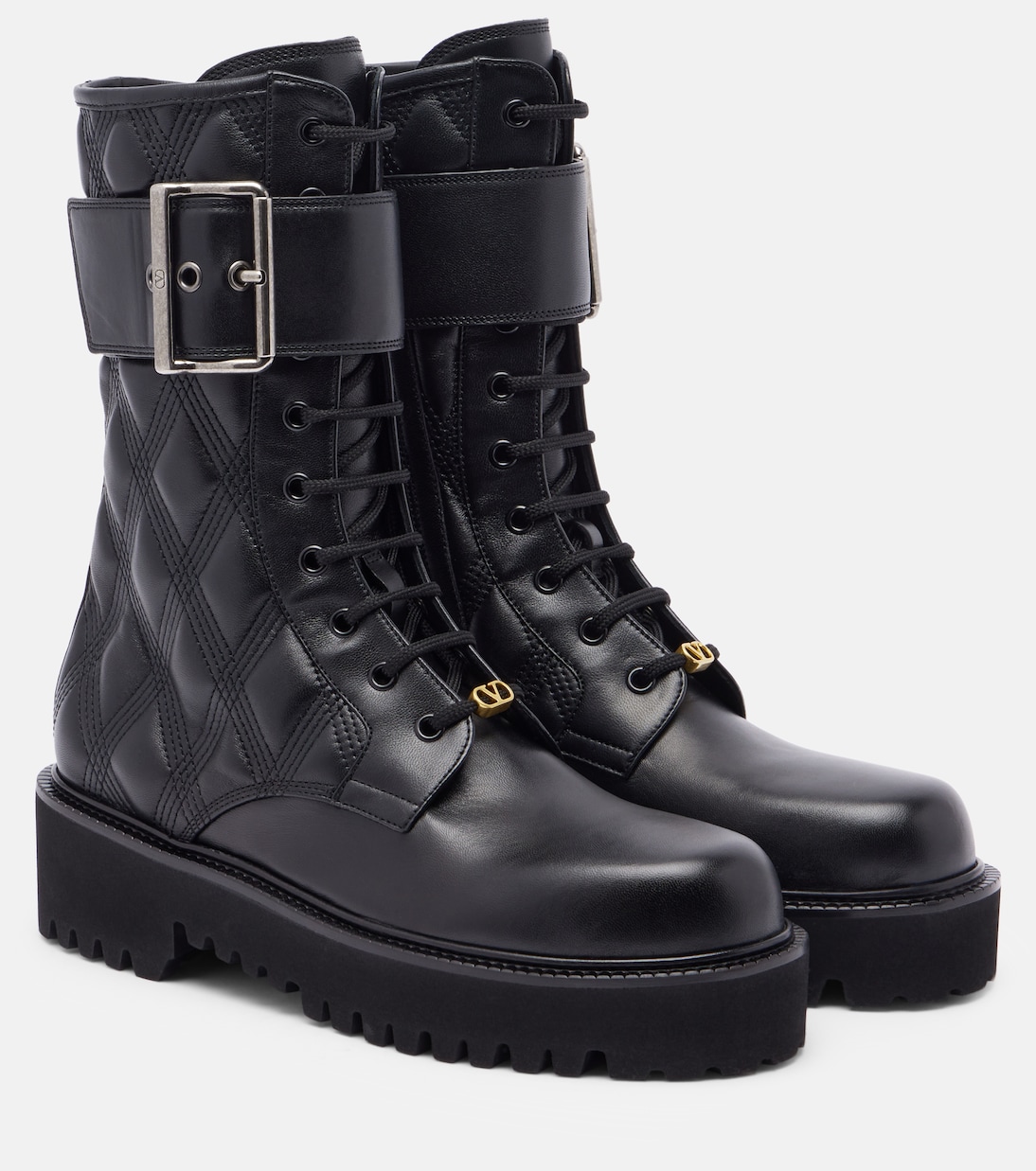 Кожаные военные ботинки Quiltie 67 Valentino Garavani, Nero