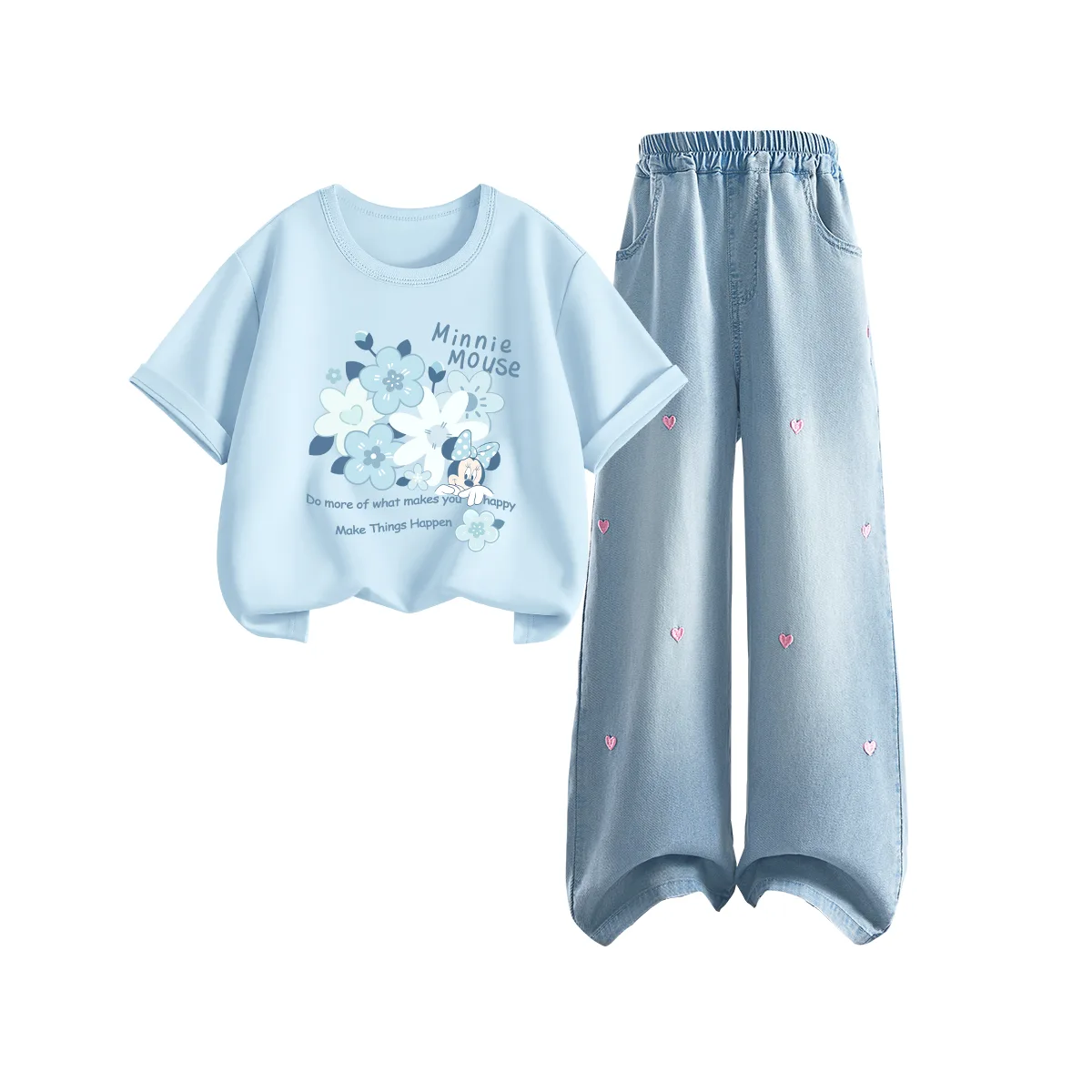 Детская спортивная футболка с круглым вырезом Disney, Dimeji Knot Sky Blue+Solid Color Denim Light Blue — фото 4