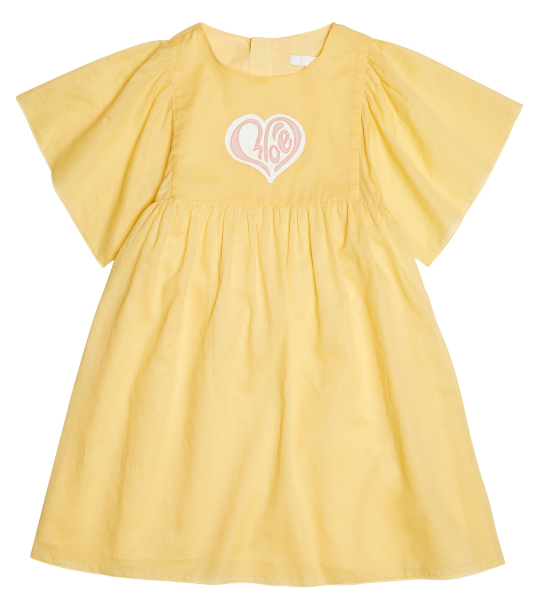 

Хлопковое платье с вышитым логотипом Chloé Kids, Straw Yellow
