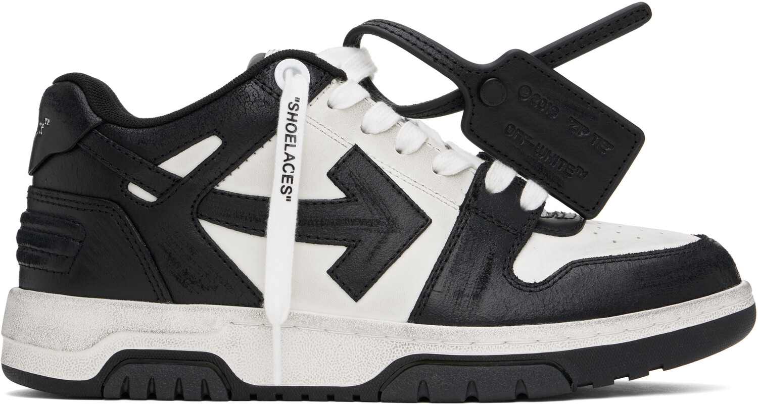 

Черно-белые винтажные кожаные кроссовки Out Of Office Off-White