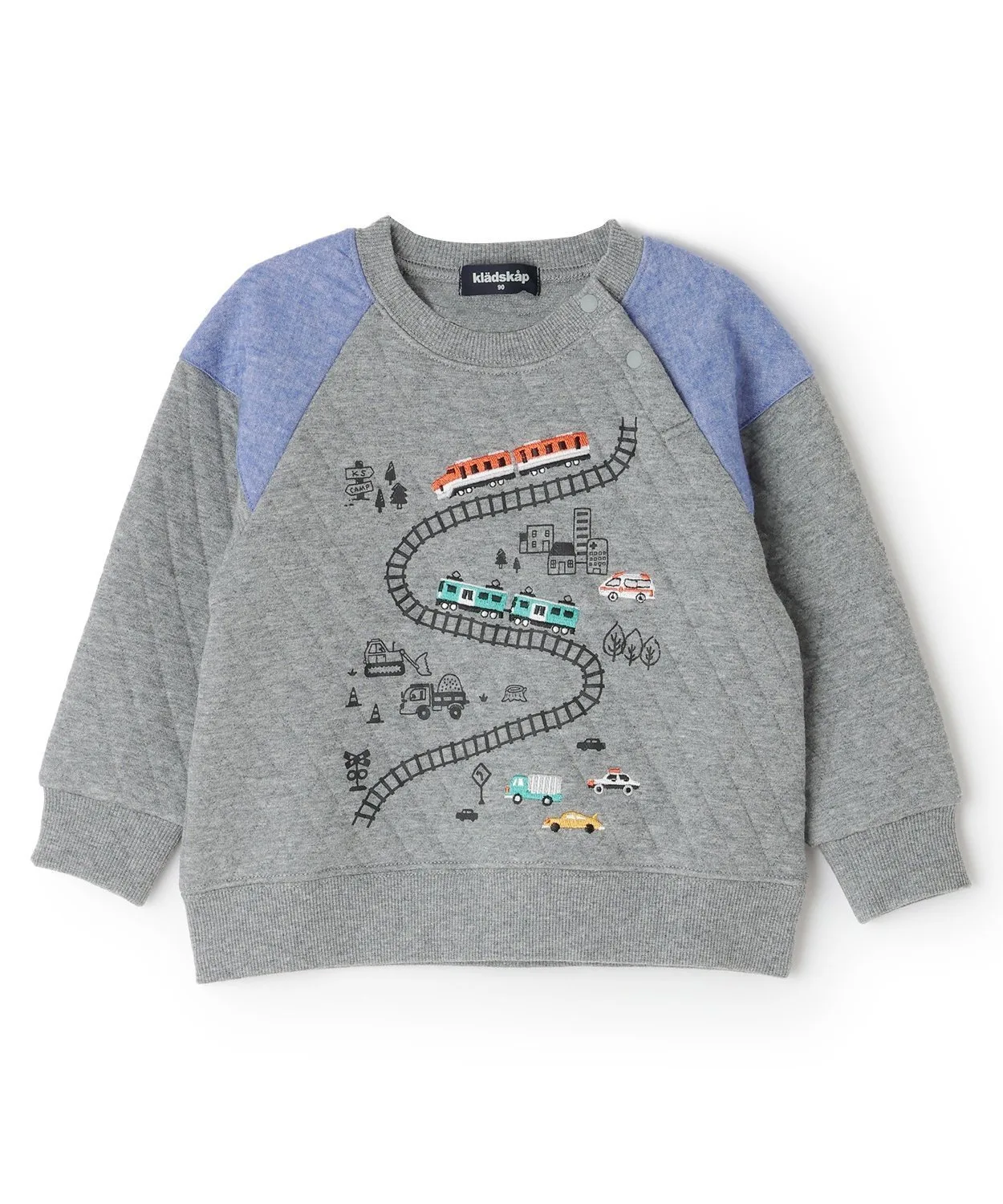 Стеганая толстовка с изображением поезда Kladskap, Top Gray