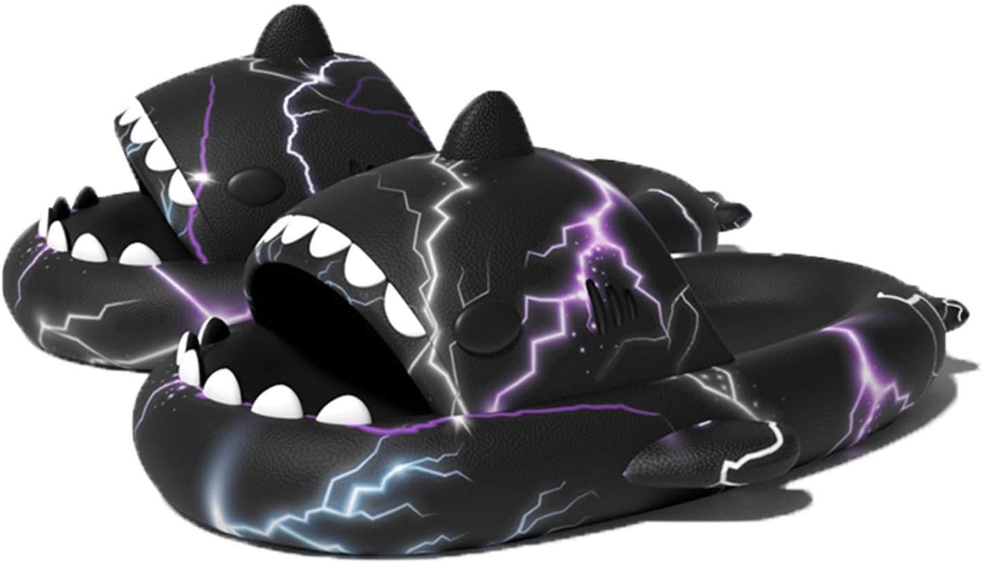 

Оригинальные шлепанцы с акулой, новые милые шлепанцы с радужной акулой для взрослых, шлепанцы с акулой с звездным градиентом, унисекс Generic, черный