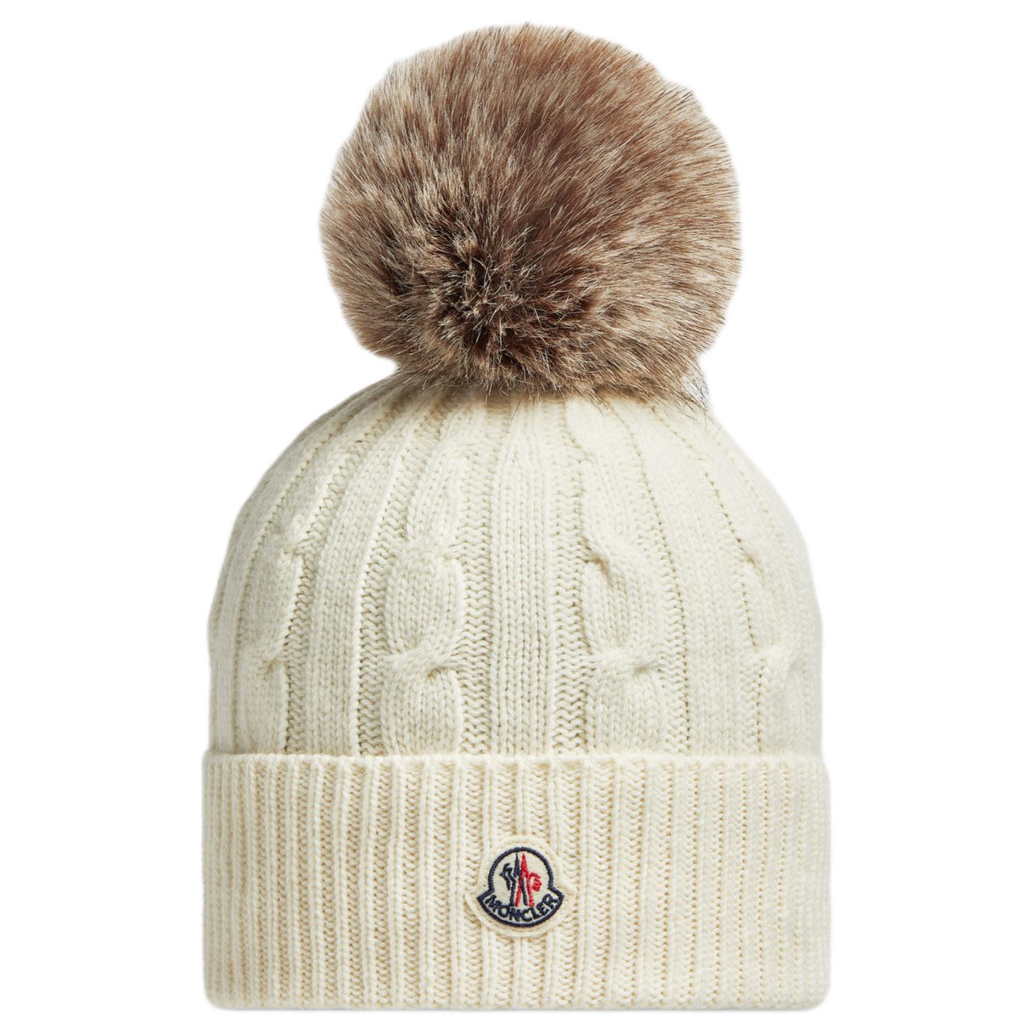 

Moncler Шапка с помпоном и нашивкой логотипом, Ecru