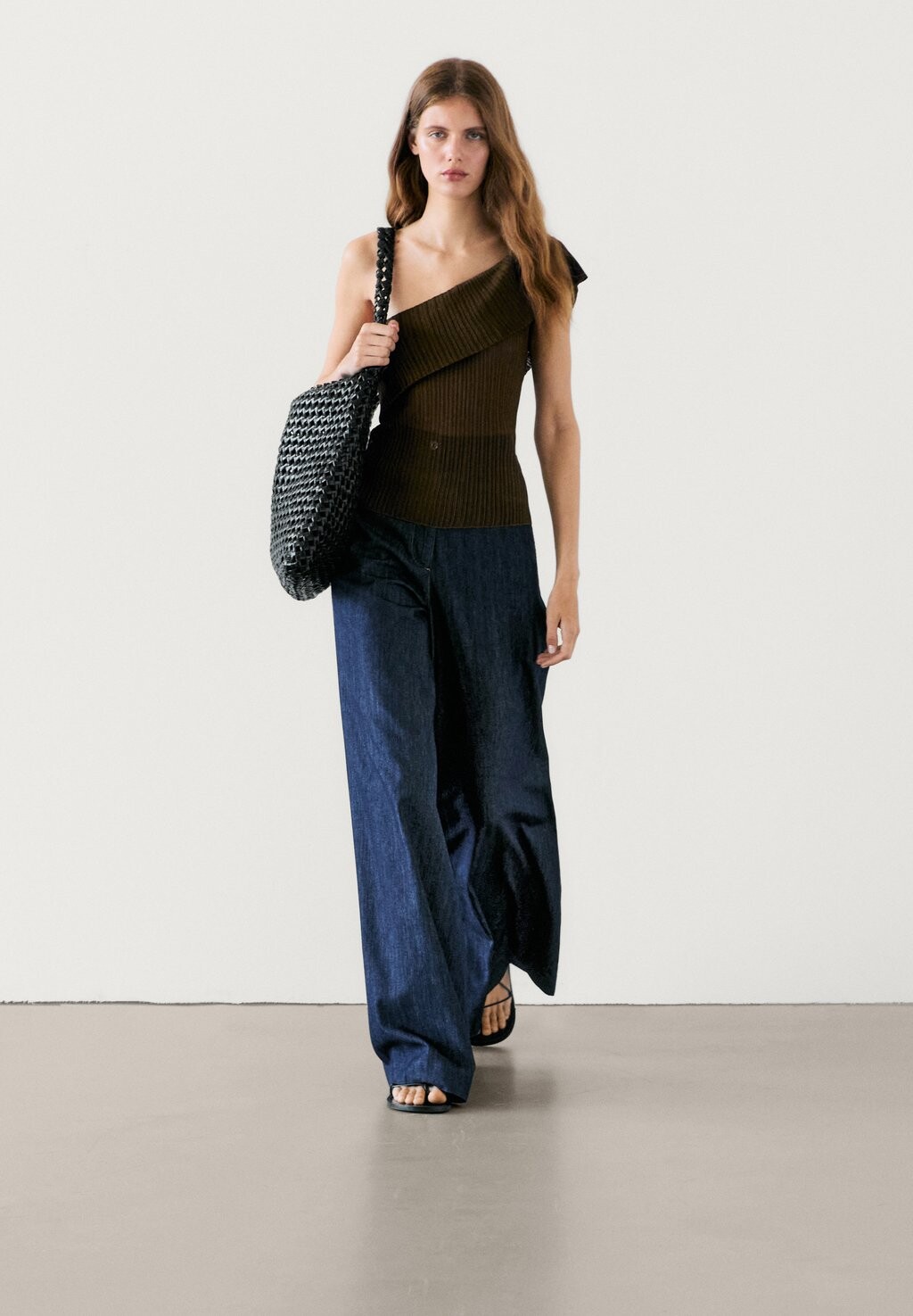 

Топ ASYMMETRIC OFF-THE-SHOULDER Massimo Dutti, темно-зеленый