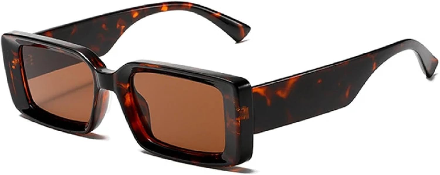 

Модные маленькие прямоугольные солнцезащитные очки-гелевые очка для женщин в стиле ретро, ​​красные и зеленые, с защитой от УФ-излучения UV400, для мужчин HHZZYVY, Leopard Tea