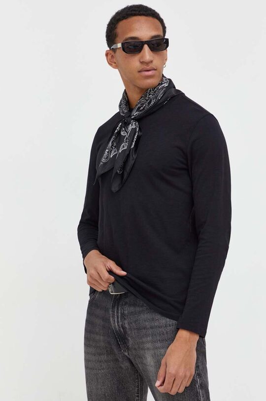 

Хлопковый топ с длинными рукавами Superdry, черный