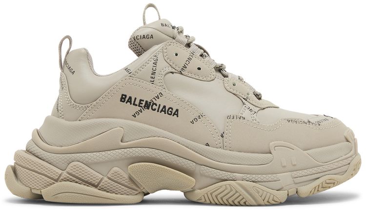 Кроссовки Balenciaga Wmns Triple S Sneaker 'All Over Logo - Beige', коричневый