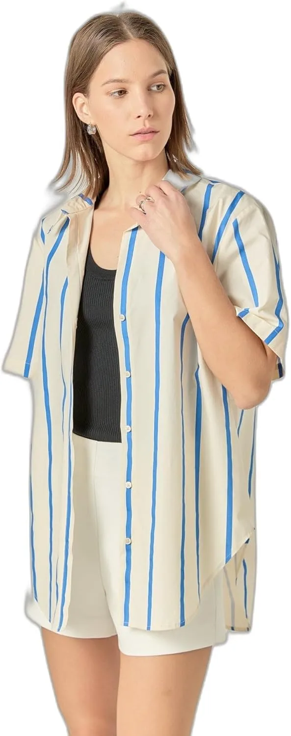 

English Factory Женский полосатый топ с короткими рукавами