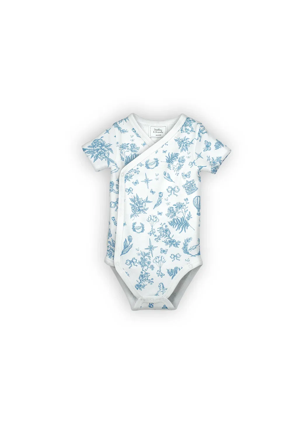Слипы-боди с коротким рукавом, набор 3 шт, Stellou & friends, french toile baby blue — фото 2