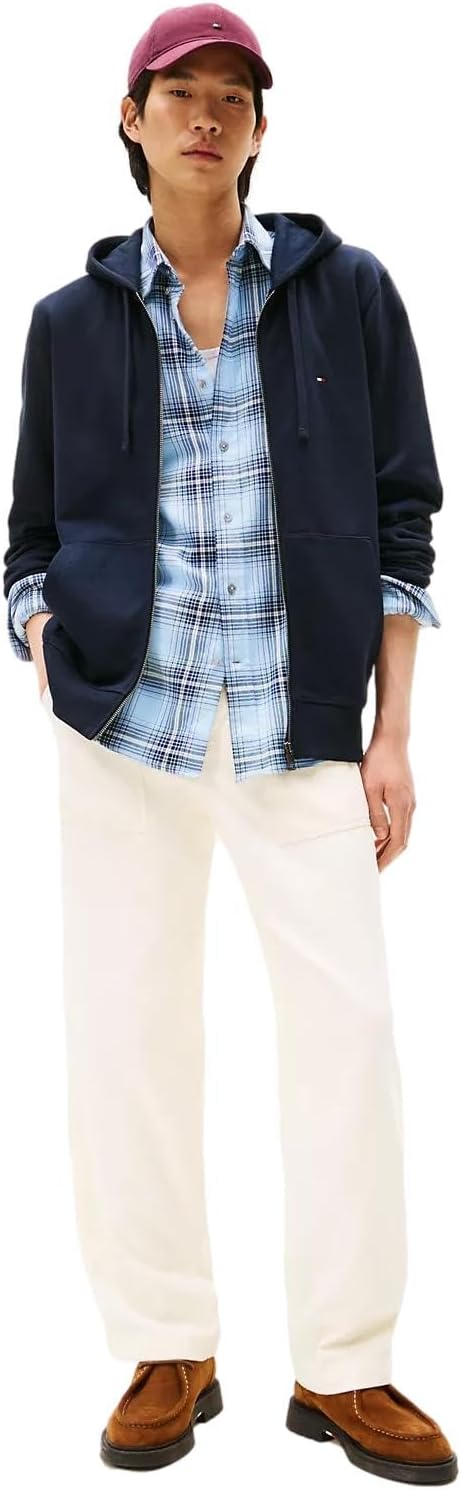 Мужская толстовка с капюшоном на молнии TOMMY HILFIGER Signature из флиса, коллекция 2025 года, Desert Sky Navy — фото 3