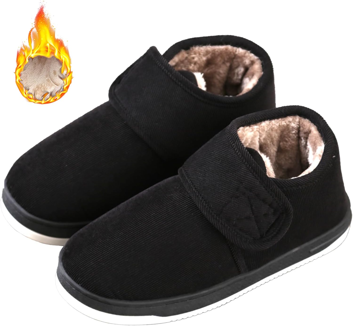 

Унисекс теплые тапочки-ботинки, ботинки с меховой подкладкой, утолщенные обувь, регулируемые кроссовки, ботинки, удобная уличная обувь с противоскользящей подошвой Bumuam, черный