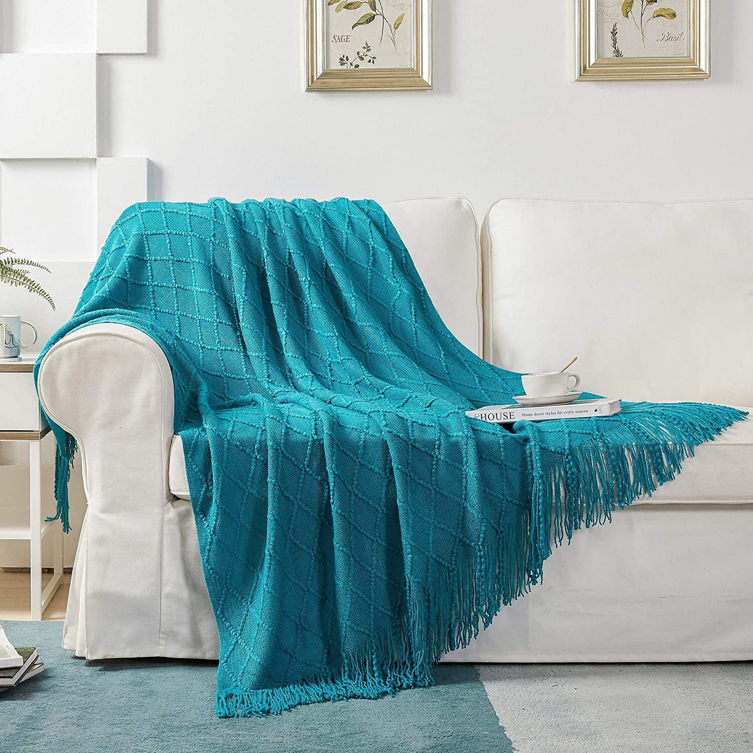 

Вязаное одеяло Modernly Basic Inc. 50 x 60 дюймов, бирюзовый