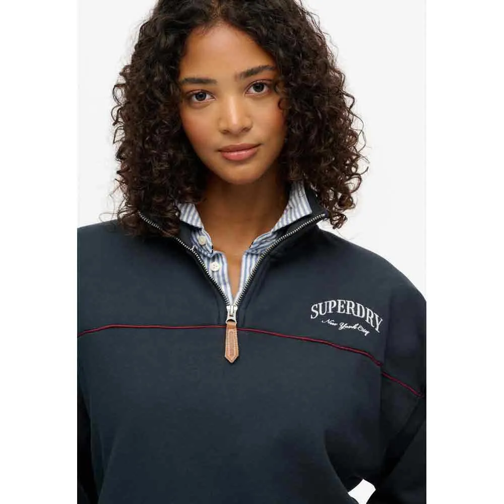 Свитер Superdry Country Club Tape с застежкой-молнией до середины груди, синий — фото 3