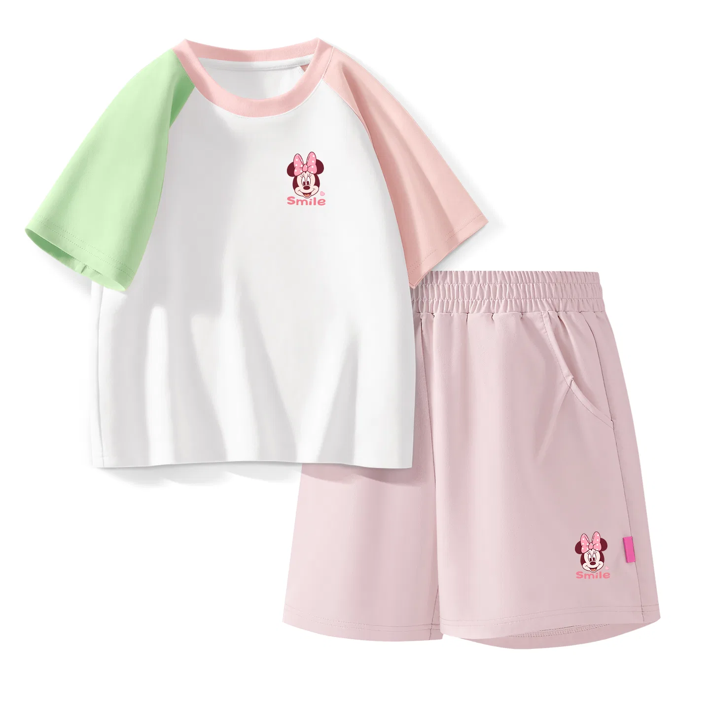 Детский спортивный костюм Casual Sportswear 2 Piece Set Disney, Di Smile Nini K Green Pink+Di Smile Nini K_Bottom Right Milk Glutenous Pink