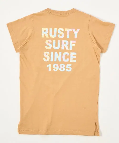 Детское платье с принтом RUSTY бежевое