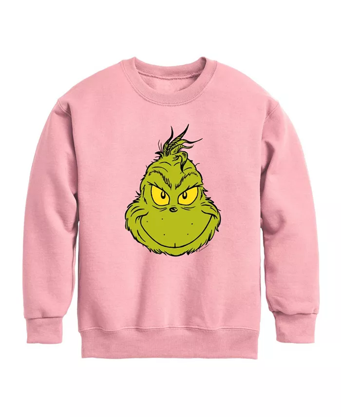 

Топ из флиса с рисунком лица Гринча для больших девочек The Grinch, розовый