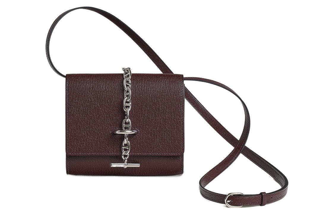 

HERMES Сумка через плечо из кожи козы Chamkila, обычный женский кошелек 0G Rouge Sellier Saddle Red