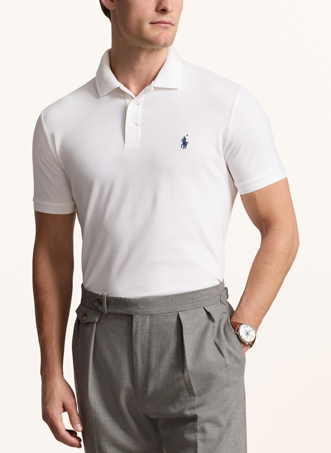 Рубашка-Поло из пике на заказ узкого кроя Polo Ralph Lauren, белый — фото 4